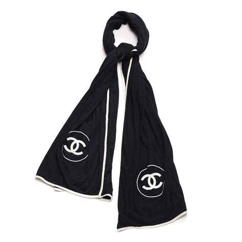 chanel black cc scarf|vintage chanel scarves.